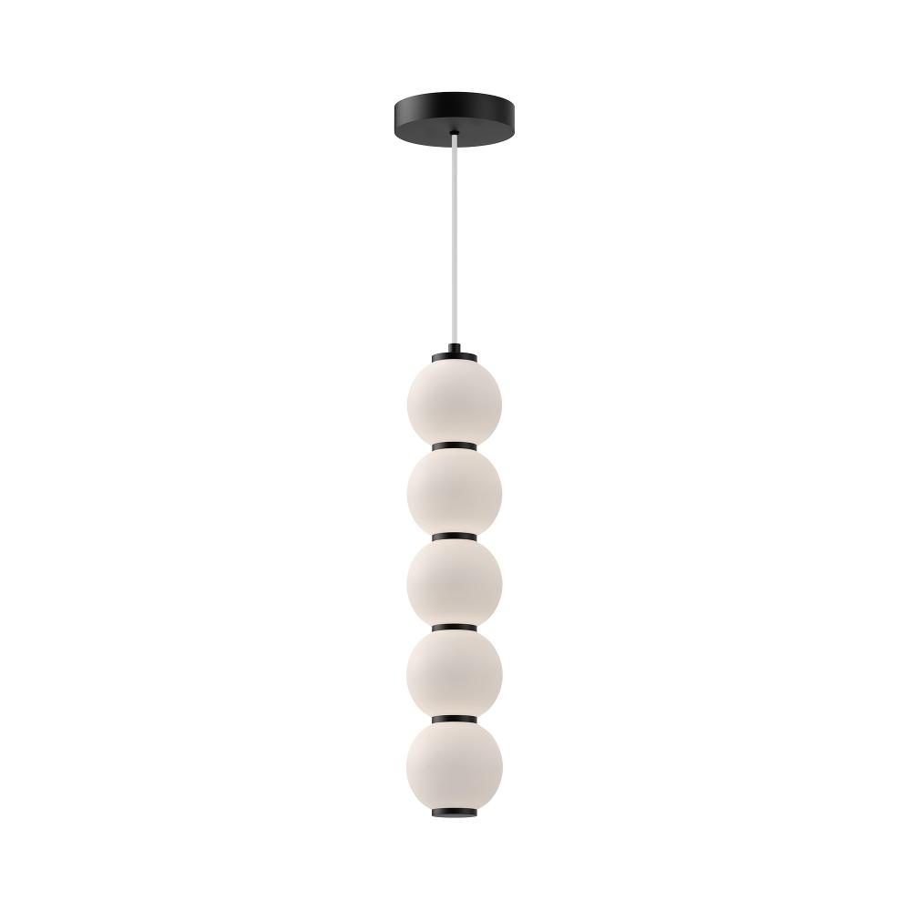 Bijou 5-in Matte Black/Opal Matte Glass LED Pendant