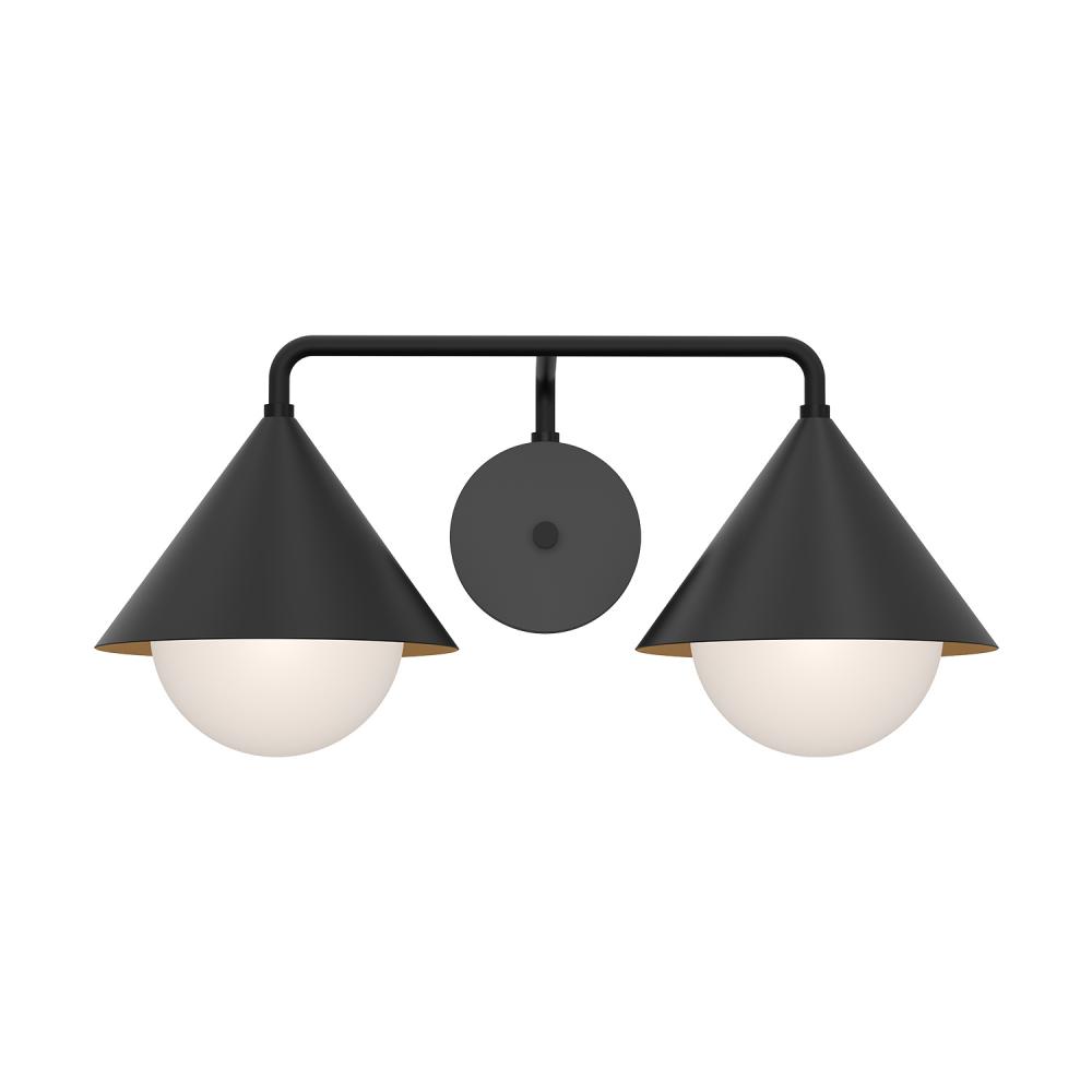 Remy 21-in Matte Black/Opal Glass 2 Lights Vanity