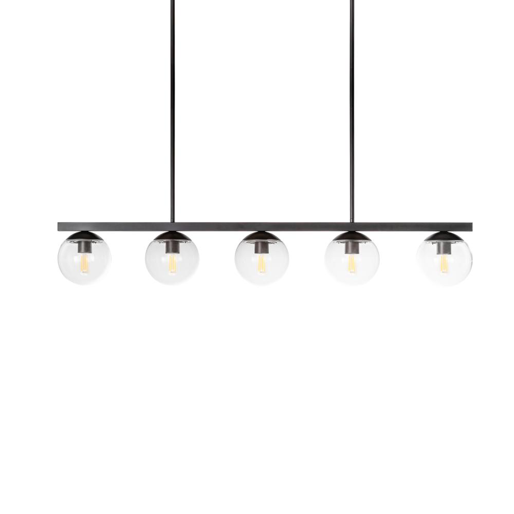 Eclipse - 5 Light Linear Pendant in Black with Clear Glass