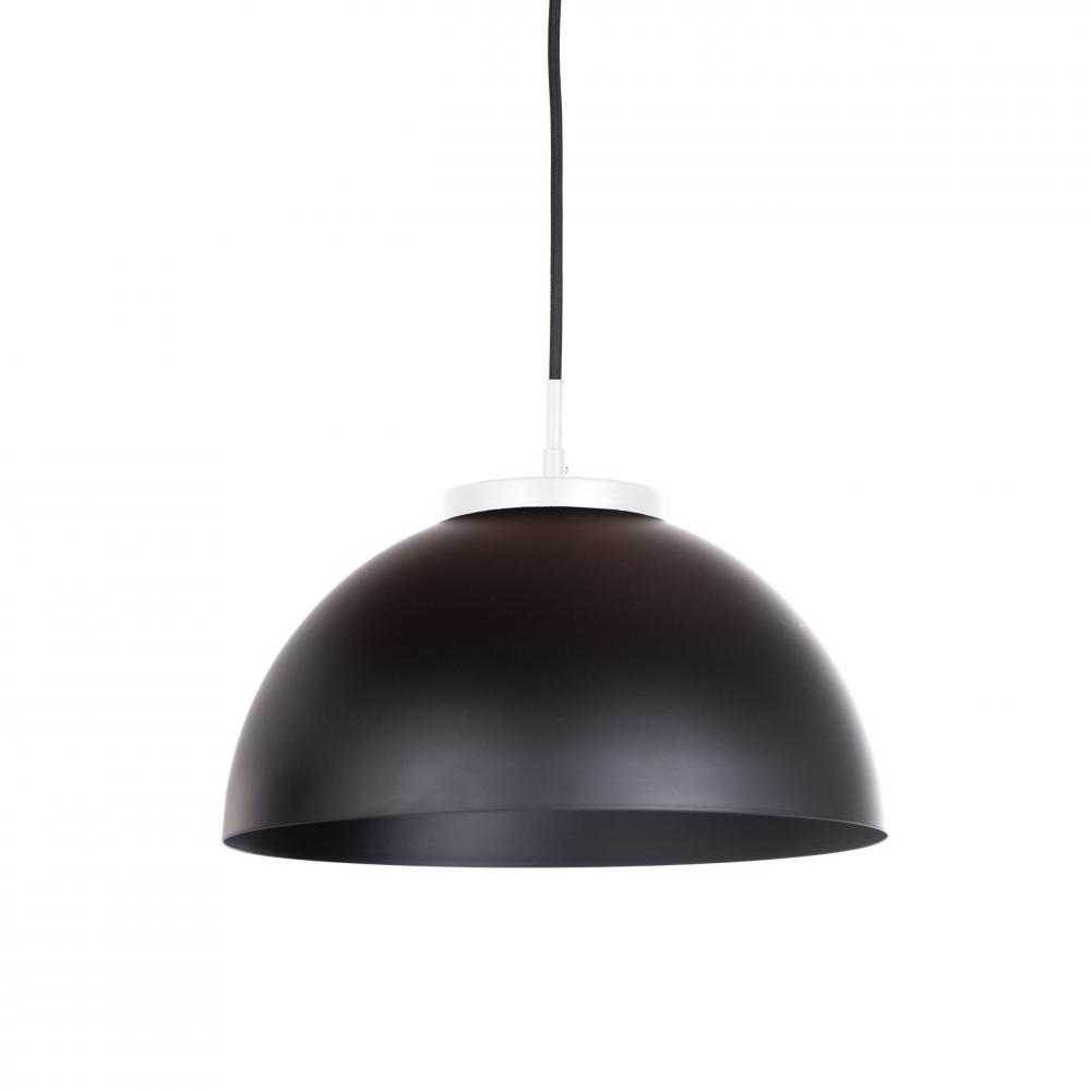 Hana - LED White Pendant with Black Metal Shade