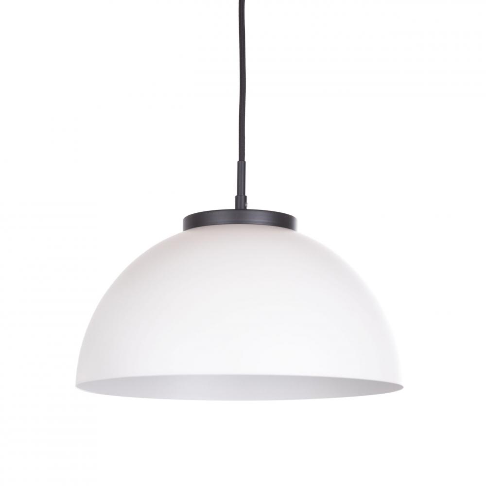 Hana - LED Black Pendant with White Metal Shade