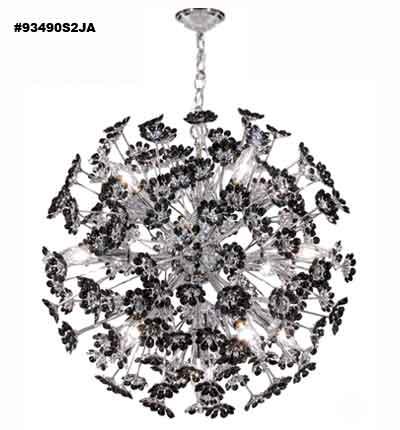 16-Lt. Chandelier With Jet Black Hand-Cut Wit