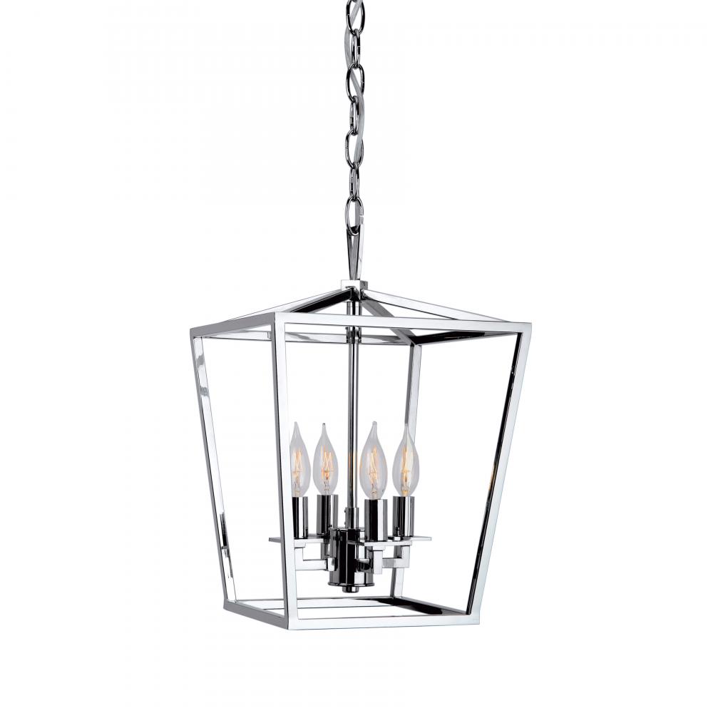 Cage 12'' Wide 4-Light Pendant - Polished Nickel