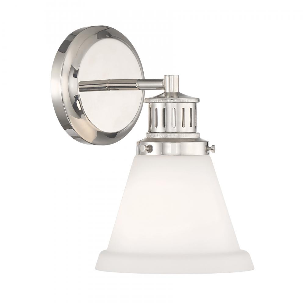 Alden 10.25'' High 1-Light Sconce- Polished Nickel, Matte Opal