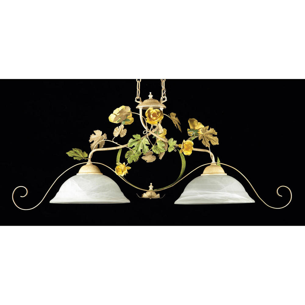 2 LITE SEMI FLUSH W/FLOWERS