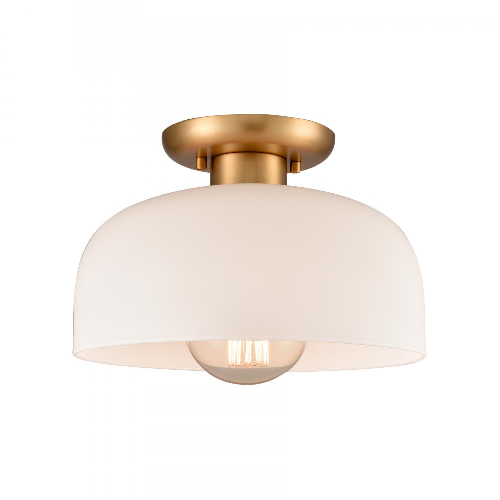 Brewer 10'' Wide 1-Light Semi Flush Mount - Brushed Gold