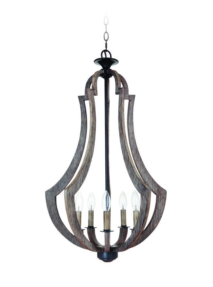 Winton 5 Light Foyer in Weathered Pine/Bronze