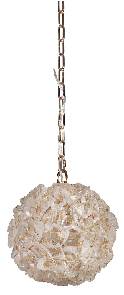 Roxx 1 Light Medium Pendant in Gilded w/Quartz Crystals