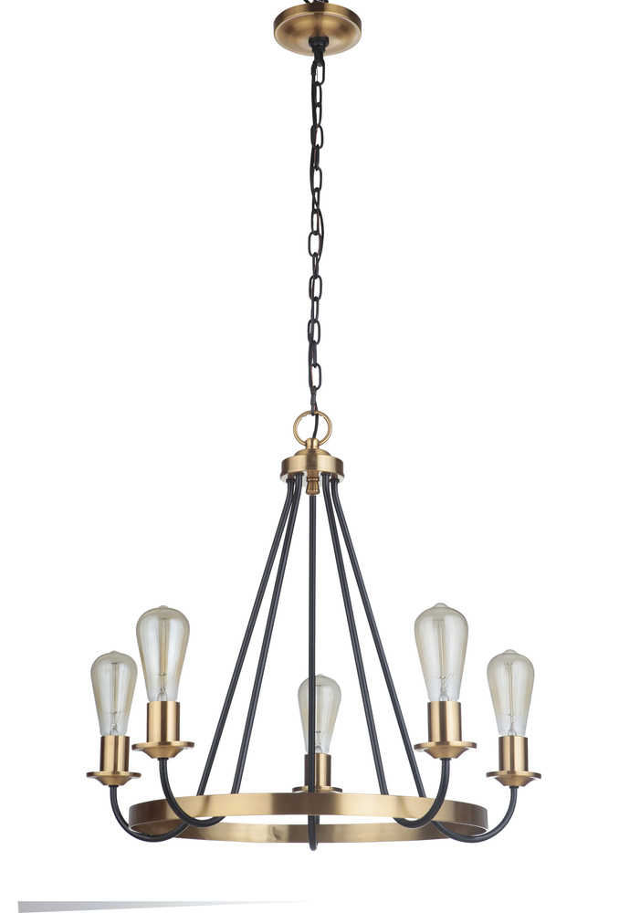 Randolph 5 Light Chandelier in Flat Black/Satin Brass