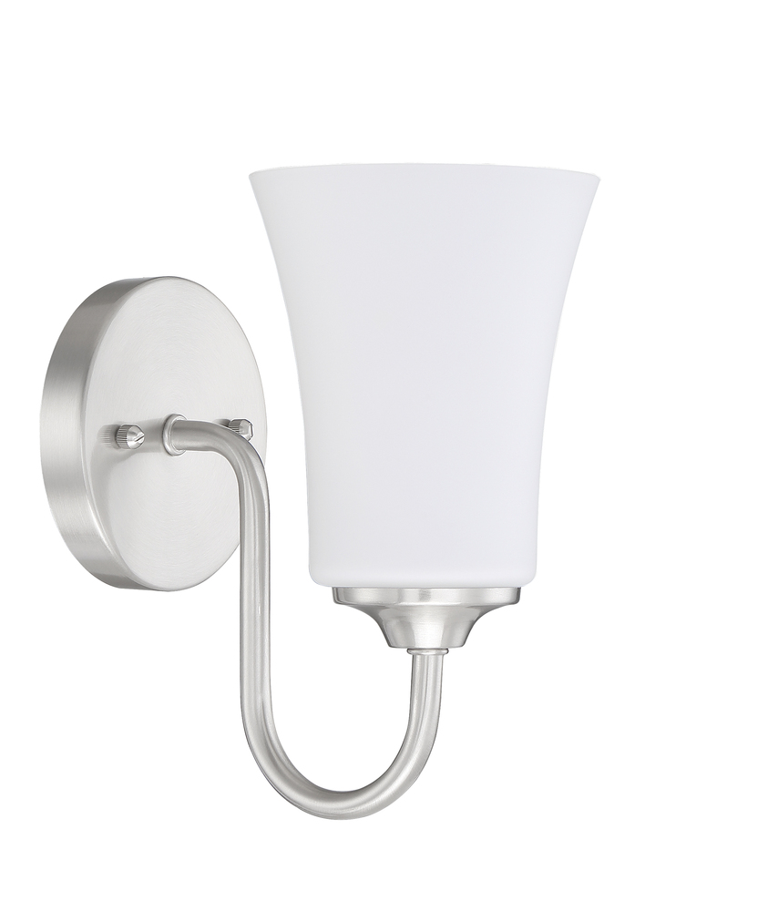 Gwyneth 1 Light Wall Sconce in Brushed Polished Nickel (White Glass)