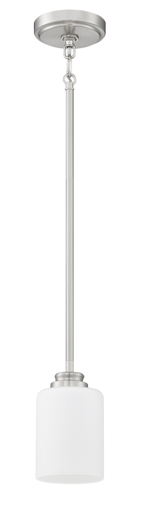 Bolden 1 Light Mini Pendant in Brushed Polished Nickel (White Glass)