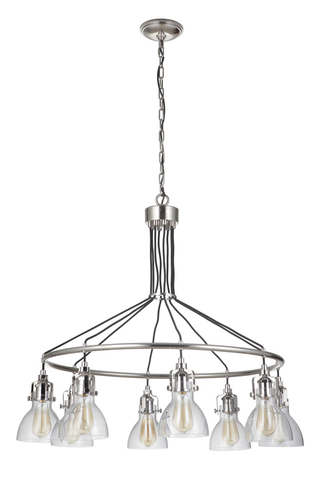 State House 8 Light Chandelier in Polished Nickel