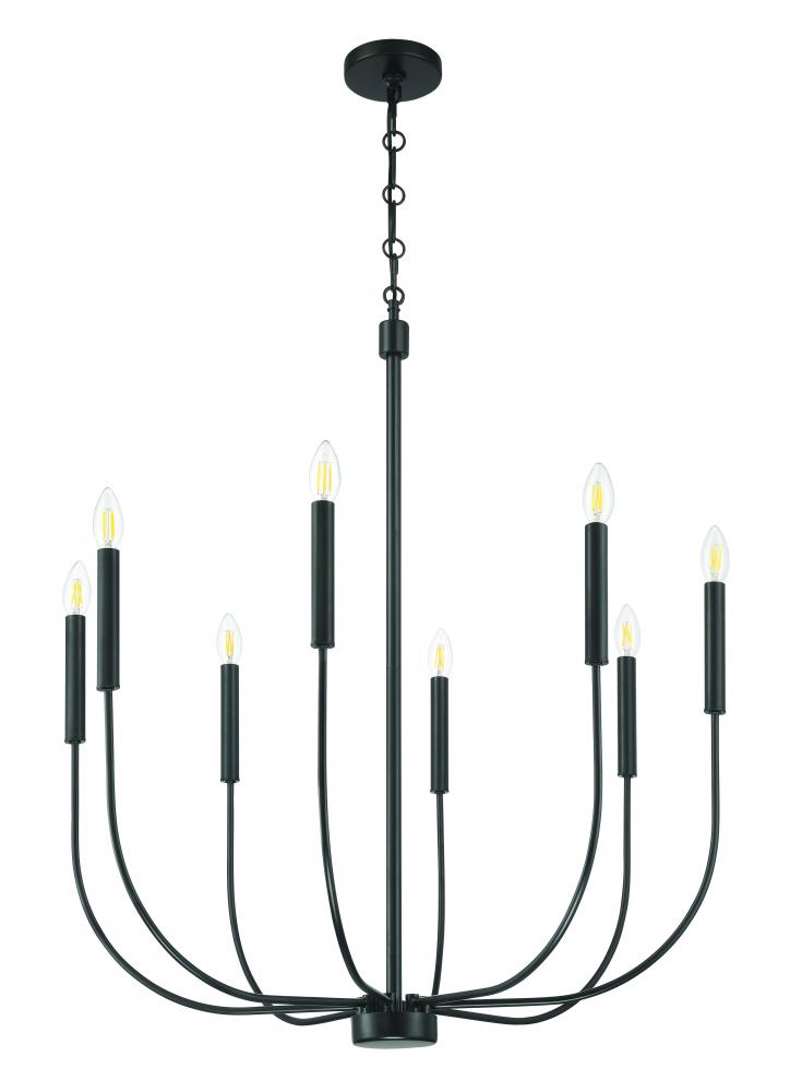 Traci 8 Light Chandelier in Flat Black