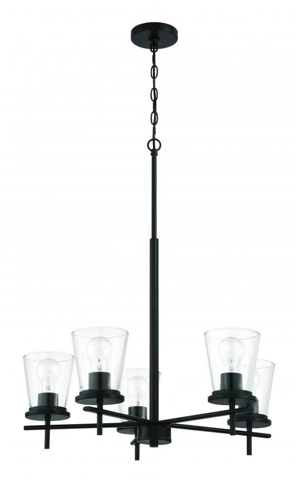 Connell 5 Light Chandelier in Flat Black