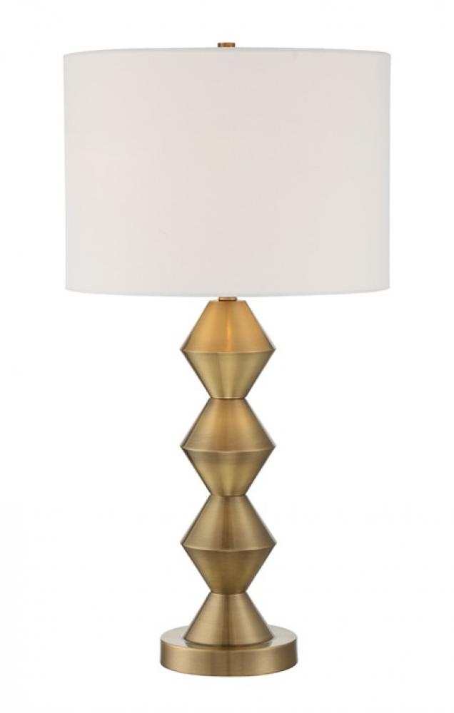 1 Light Plated Metal Base Table Lamp in Antique Brass