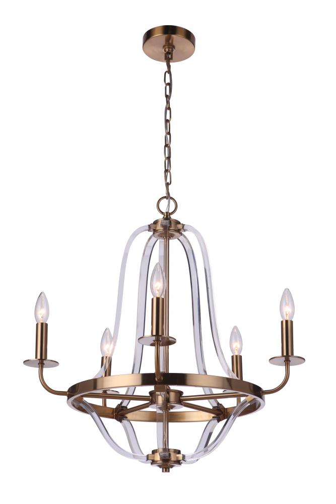 Graclyn 5 Light Chandelier in Satin Brass