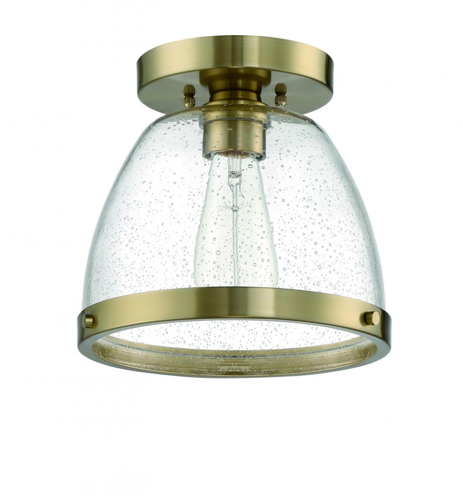 Lodie 1 Light 9.5" Flushmount in Satin Brass