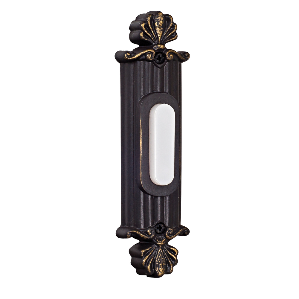 Surface Mount Straight Ornate LED Lighted Push Button in Antique Bronze