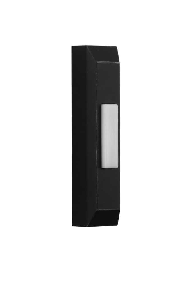 Surface Mount LED Lighted Push Button, Thin Rectangle Profile in Flat Black