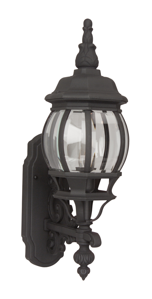 French Style 1 Light Small Outdoor Wall Lantern in Textured Black