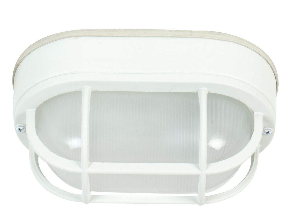 Oval Bulkhead 1 Light Small Flush/Wall Mount in Textured White