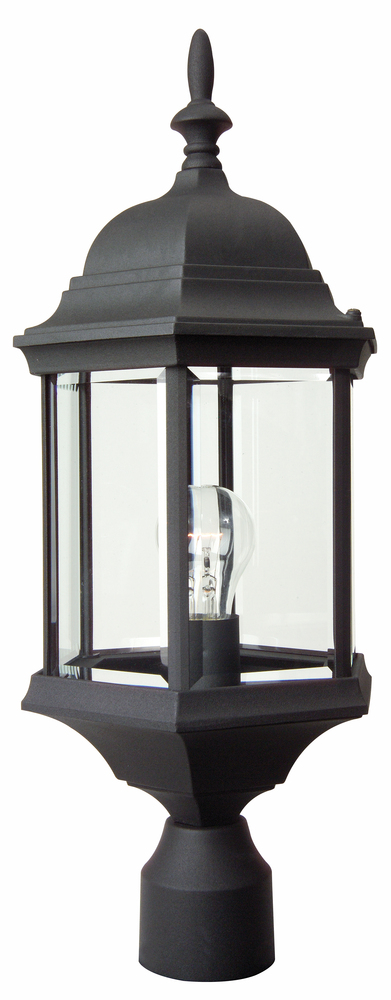 Hex Style Cast 1 Light Outdoor Post Mount in Textured Black