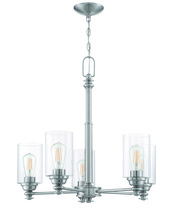 Craftmade 49825-BNK-C - Dardyn 5 Light Chandelier in Brushed Polished Nickel (Clear Glass)